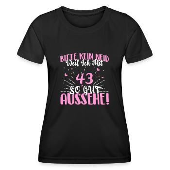 Bitte kein Neid weil mit 43 Jahren gut aussehe - Frauen Funktions-T-Shirt - Schwarz - Vorne - AI Model Female 172 light (172cm)
