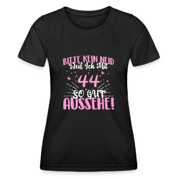 Bitte kein Neid weil ich mit 44 so gut aussehe! - Frauen Funktions-T-Shirt - Schwarz - Vorne - AI Model Female 172 light (172cm)