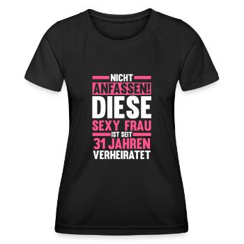 Ehe Lindenhochzeit 31 Jahre Verheiratet Hochzeitst - Frauen Funktions-T-Shirt - Schwarz - Vorne - AI Model Female 172 light (172cm)