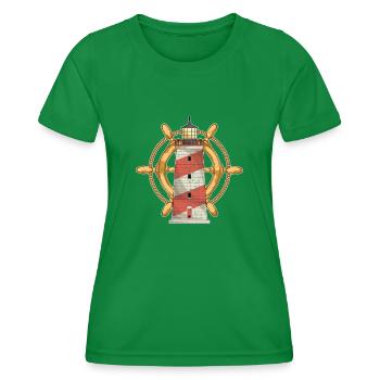 Ship Steering Wheel Ocean Sea Gift Lighthouse - Women's Functional T-Shirt - kelly green - Front - AI Model Female 172 dark (172cm)