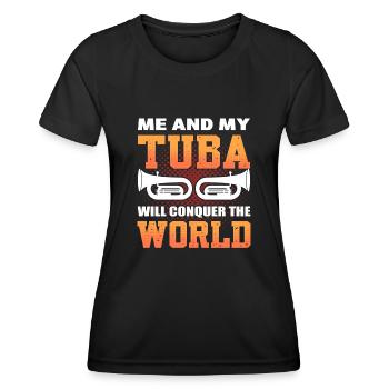 Moi et mon tuba allons conquérir le joueur de tuba mondial - T-shirt sport Femme - noir - Devant - AI Model Female 172 light (172cm)