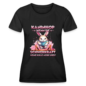 Springendes Häschen Die Kaninhop Marke Kaninhop - Frauen Funktions-T-Shirt - Schwarz - Vorne - AI Model Female 172 light (172cm)