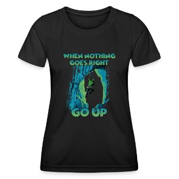 Bergabenteuer: Toprope Klettern für Naturfreunde - Frauen Funktions-T-Shirt - Schwarz - Vorne - AI Model Female 172 light (172cm)