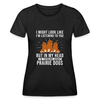 Chien de prairie - T-shirt sport Femme - noir - Devant - AI Model Female 172 light (172cm)