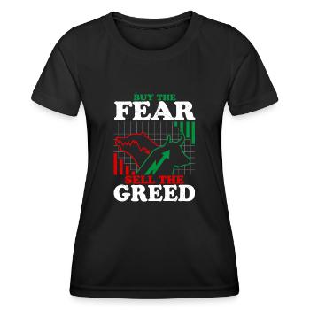 Acheter la peur Vendre la cupidité Bourse Trading T - T-shirt sport Femme - noir - Devant - AI Model Female 172 light (172cm)