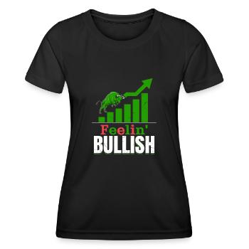 Feelin' Bullish Stock Market Trading Trader Invest - Frauen Funktions-T-Shirt - Schwarz - Vorne - AI Model Female 172 light (172cm)