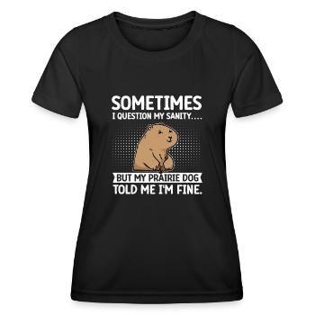 Chien de prairie - T-shirt sport Femme - noir - Devant - AI Model Female 172 light (172cm)