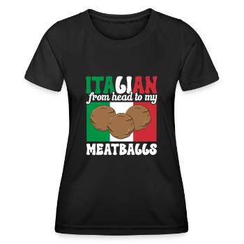 Boulettes de viande Italie Cuisine italienne - T-shirt sport Femme - noir - Devant - AI Model Female 172 light (172cm)