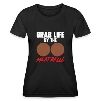 Boulettes de viande Italie Cuisine italienne - T-shirt sport Femme - noir - Devant - AI Model Female 172 light (172cm)
