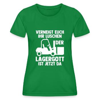 Lagergott Gabelstapler Logistiker Lagerist Stapler - Frauen Funktions-T-Shirt - Kelly Green - Vorne - AI Model Female 172 dark (172cm)