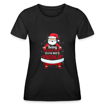 Être lié à moi - Père Noël drôle - T-shirt sport Femme - noir - Devant - AI Model Female 172 light (172cm)