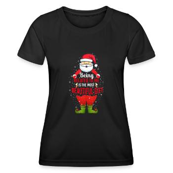 Être lié à moi – Joyeux Père Noël - T-shirt sport Femme - noir - Devant - AI Model Female 172 light (172cm)