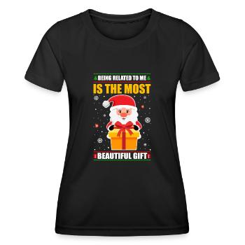Être lié à moi - Dicton de Noël drôle - T-shirt sport Femme - noir - Devant - AI Model Female 172 light (172cm)