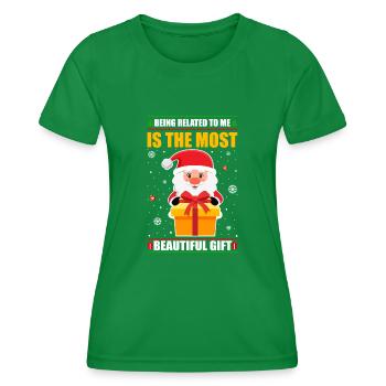 Being Related To Me – Lustiger Weihnachtsspruch - Frauen Funktions-T-Shirt - Kelly Green - Vorne - AI Model Female 172 dark (172cm)