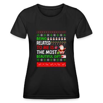 Être lié à moi - Dicton de Noël drôle - T-shirt sport Femme - noir - Devant - AI Model Female 172 light (172cm)