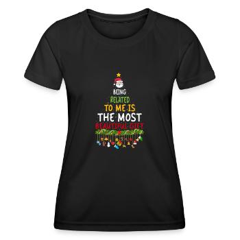 Être lié à moi - Dicton de Noël drôle - T-shirt sport Femme - noir - Devant - AI Model Female 172 light (172cm)