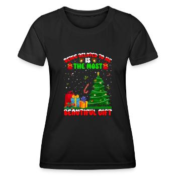 Être lié à moi - Dicton de Noël drôle - T-shirt sport Femme - noir - Devant - AI Model Female 172 light (172cm)