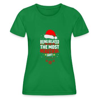 Being Related To Me – Lustiger Weihnachtsspruch - Frauen Funktions-T-Shirt - Kelly Green - Vorne - AI Model Female 172 dark (172cm)