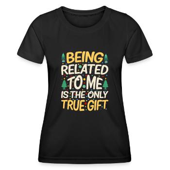 Être lié à moi - Dicton de Noël drôle - T-shirt sport Femme - noir - Devant - AI Model Female 172 light (172cm)