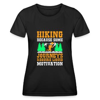 Wandern Wanderer Natur Trekking Outdoor Bergsteigerin - Frauen Funktions-T-Shirt - Schwarz - Vorne - AI Model Female 172 light (172cm)