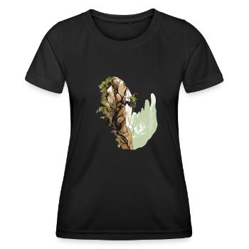 L’art de l’escalade en moulinette - T-shirt sport Femme - noir - Devant - AI Model Female 172 light (172cm)