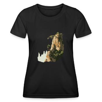 Mountaineering Top Rope Climbing Fans Mountaineers - Women's Functional T-Shirt - black - Front - AI Model Female 172 light (172cm)