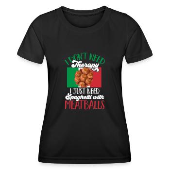 Boulettes de viande Italie Cuisine italienne - T-shirt sport Femme - noir - Devant - AI Model Female 172 light (172cm)