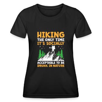Hiking Hiker Nature Trekking Outdoor Mountaineerin - Women's Functional T-Shirt - black - Front - AI Model Female 172 light (172cm)
