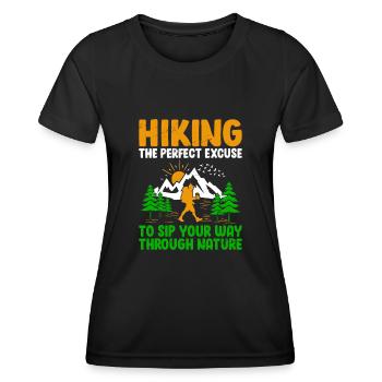 Randonnée Randonneur Alpinisme en plein air Nature Trekkin - T-shirt sport Femme - noir - Devant - AI Model Female 172 light (172cm)