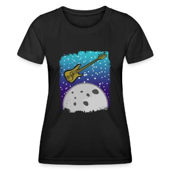 Guitare basse avec lune dans l’espace - T-shirt sport Femme - noir - Devant - AI Model Female 172 light (172cm)