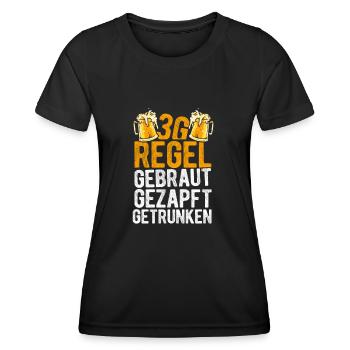 3G-Regel Gebraut Gezapft Getrunken Saufen Bier Par - Frauen Funktions-T-Shirt - Schwarz - Vorne - AI Model Female 172 light (172cm)