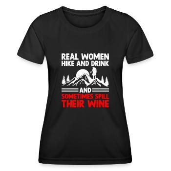 Wandern Bergsteigen Trekking Natur Outdoor Alco - Frauen Funktions-T-Shirt - Schwarz - Vorne - AI Model Female 172 light (172cm)