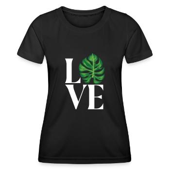 Monstera Deliciosa Albo Plante d’intérieur botanique - T-shirt sport Femme - noir - Devant - AI Model Female 172 light (172cm)