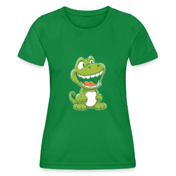 Dinosaurier Lächelnd - Frauen Funktions-T-Shirt - Kelly Green - Vorne - AI Model Female 172 dark (172cm)
