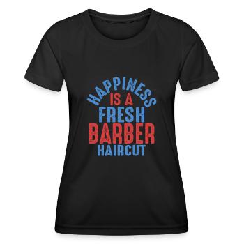 Le bonheur est une coupe de cheveux fraîche de Barbershop Bea - T-shirt sport Femme - noir - Devant - AI Model Female 172 light (172cm)