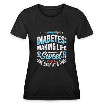Diabète - Rendre la vie douce une goutte à la fois - T-shirt sport Femme - noir - Devant - AI Model Female 172 light (172cm)