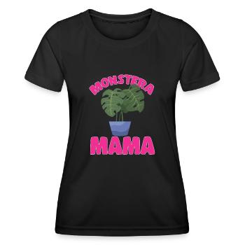 Monstera Deliciosa Albo Plante d’intérieur botanique - T-shirt sport Femme - noir - Devant - AI Model Female 172 light (172cm)
