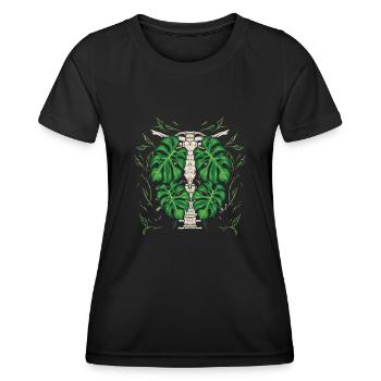 Monstera Deliciosa Albo Plante d’intérieur botanique - T-shirt sport Femme - noir - Devant - AI Model Female 172 light (172cm)