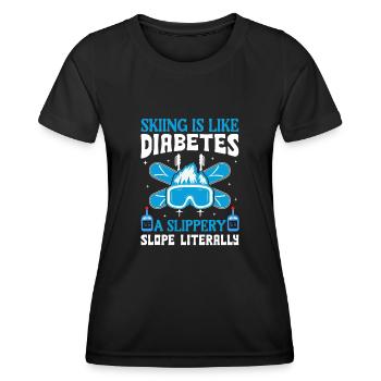 Le ski, c’est comme le diabète : une pente glissante - T-shirt sport Femme - noir - Devant - AI Model Female 172 light (172cm)