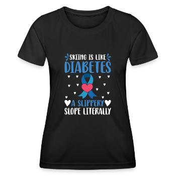 Le ski, c’est comme le diabète : une pente glissante - T-shirt sport Femme - noir - Devant - AI Model Female 172 light (172cm)