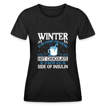 Meine Ausrede für heiße Schokolade - Der Winter - Frauen Funktions-T-Shirt - Schwarz - Vorne - AI Model Female 172 light (172cm)