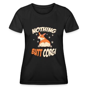 Jeu de mots drôle de Corgie pour les chiens des fans de Corgi - T-shirt sport Femme - noir - Devant - AI Model Female 172 light (172cm)