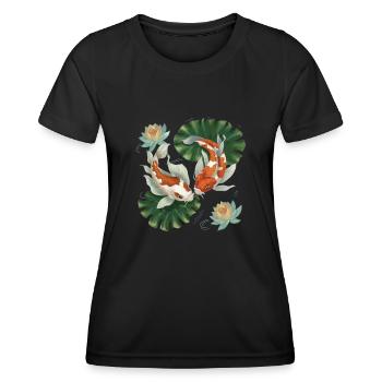 Koi Carpe Fleur de Lotus Japon Japonais - T-shirt sport Femme - noir - Devant - AI Model Female 172 light (172cm)