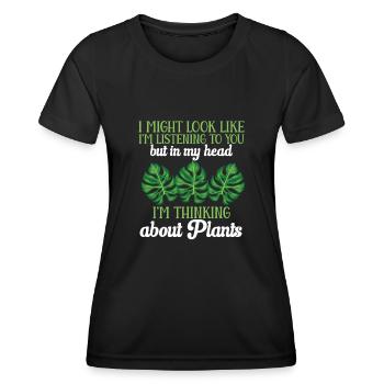 Monstera Deliciosa Albo Plante d’intérieur botanique - T-shirt sport Femme - noir - Devant - AI Model Female 172 light (172cm)