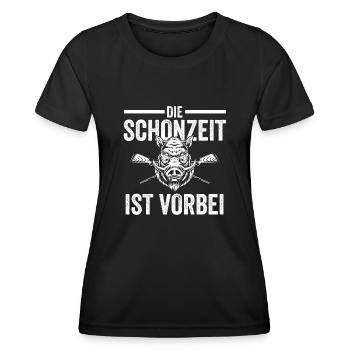 Wildschweinjäger Wildschweinjagd Keilerjagd Jäger - Frauen Funktions-T-Shirt - Schwarz - Vorne - AI Model Female 172 light (172cm)