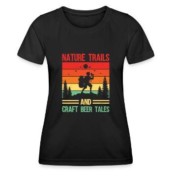 Wandern Wanderer Natur Trekking Outdoor Bergsteigerin - Frauen Funktions-T-Shirt - Schwarz - Vorne - AI Model Female 172 light (172cm)