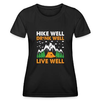 Wandern Wanderer Natur Trekking Outdoor Bergsteigerin - Frauen Funktions-T-Shirt - Schwarz - Vorne - AI Model Female 172 light (172cm)