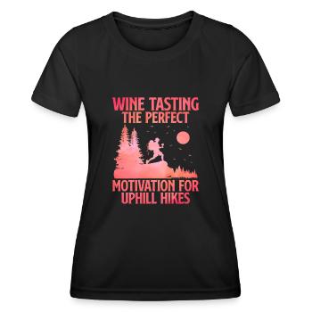 Wandern Wanderer Natur Trekking Outdoor Bergsteigerin - Frauen Funktions-T-Shirt - Schwarz - Vorne - AI Model Female 172 light (172cm)