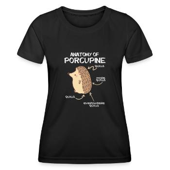 Anatomie Des Stachelschweins Naturliebhaber Stich - Frauen Funktions-T-Shirt - Schwarz - Vorne - AI Model Female 172 light (172cm)