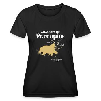 Anatomie Des Stachelschweins Naturliebhaber Stich - Frauen Funktions-T-Shirt - Schwarz - Vorne - AI Model Female 172 light (172cm)